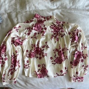 ALL I EVER NEED SATIN FLORAL MOCK NECK TOP